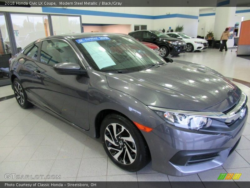 Modern Steel Metallic / Black/Gray 2018 Honda Civic LX Coupe