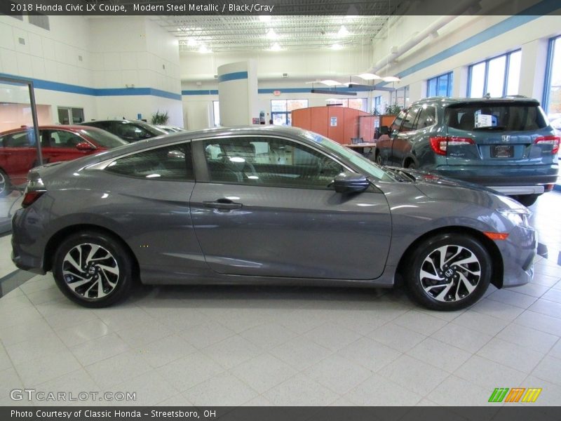 Modern Steel Metallic / Black/Gray 2018 Honda Civic LX Coupe