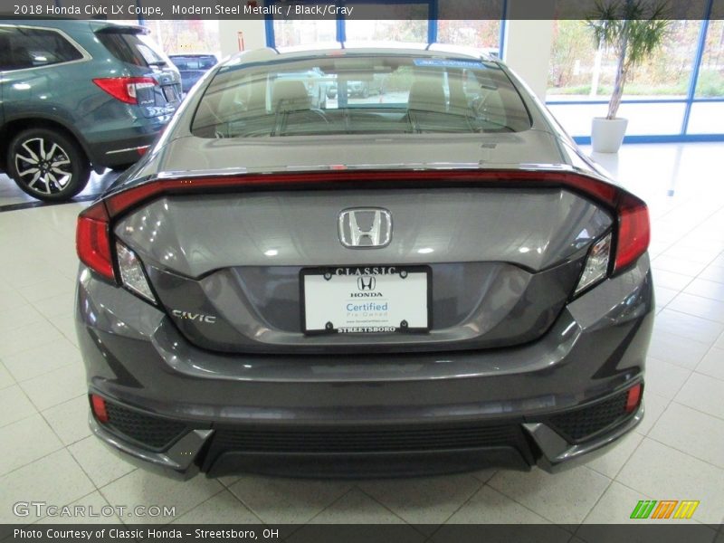 Modern Steel Metallic / Black/Gray 2018 Honda Civic LX Coupe