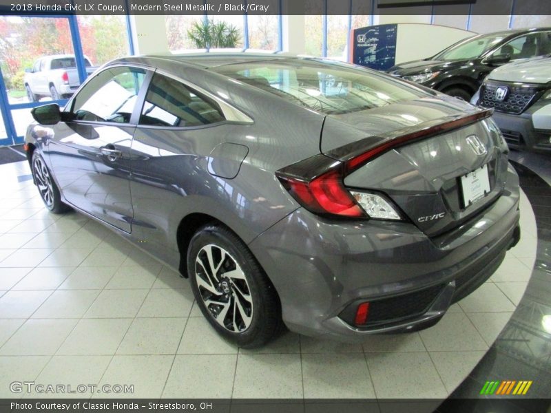 Modern Steel Metallic / Black/Gray 2018 Honda Civic LX Coupe