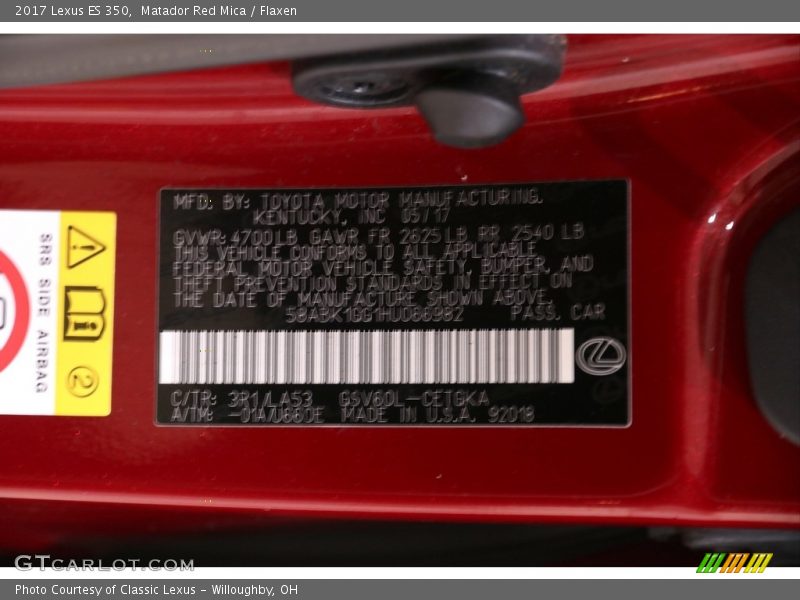 Matador Red Mica / Flaxen 2017 Lexus ES 350
