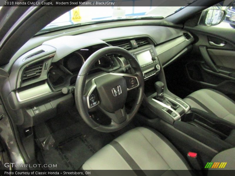 Modern Steel Metallic / Black/Gray 2018 Honda Civic LX Coupe