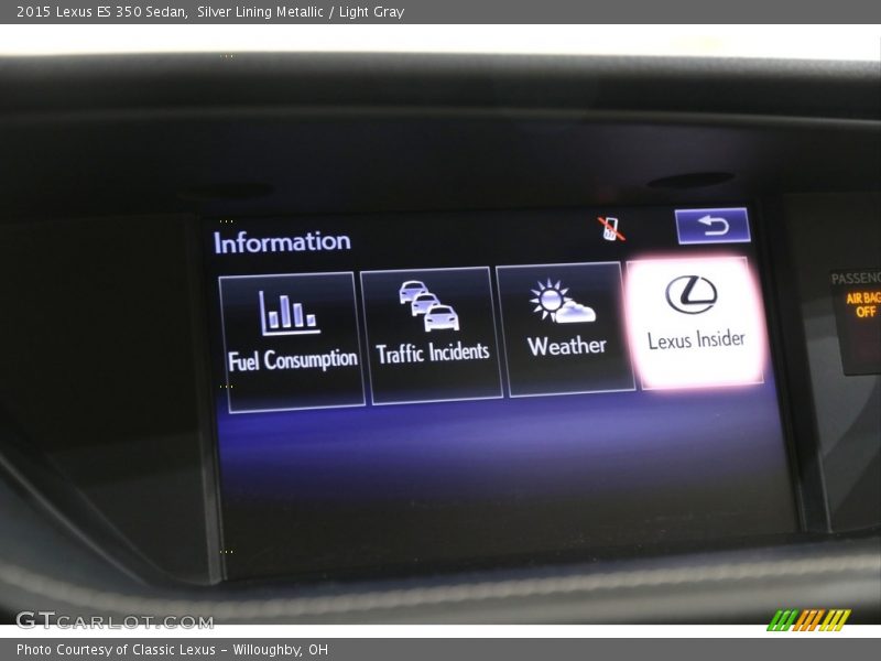 Silver Lining Metallic / Light Gray 2015 Lexus ES 350 Sedan