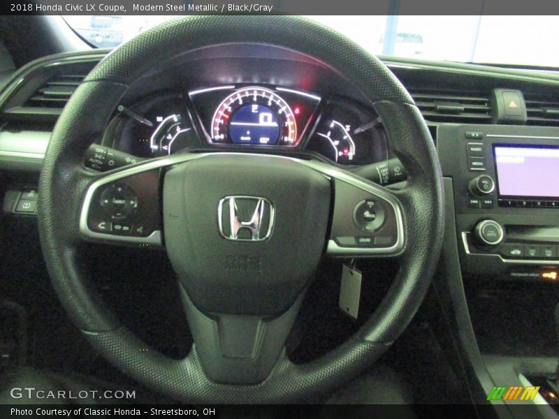 Modern Steel Metallic / Black/Gray 2018 Honda Civic LX Coupe