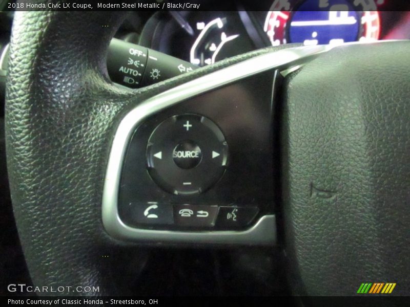 Modern Steel Metallic / Black/Gray 2018 Honda Civic LX Coupe