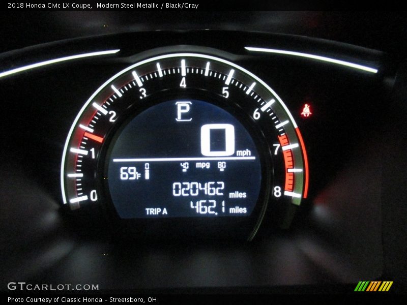 Modern Steel Metallic / Black/Gray 2018 Honda Civic LX Coupe