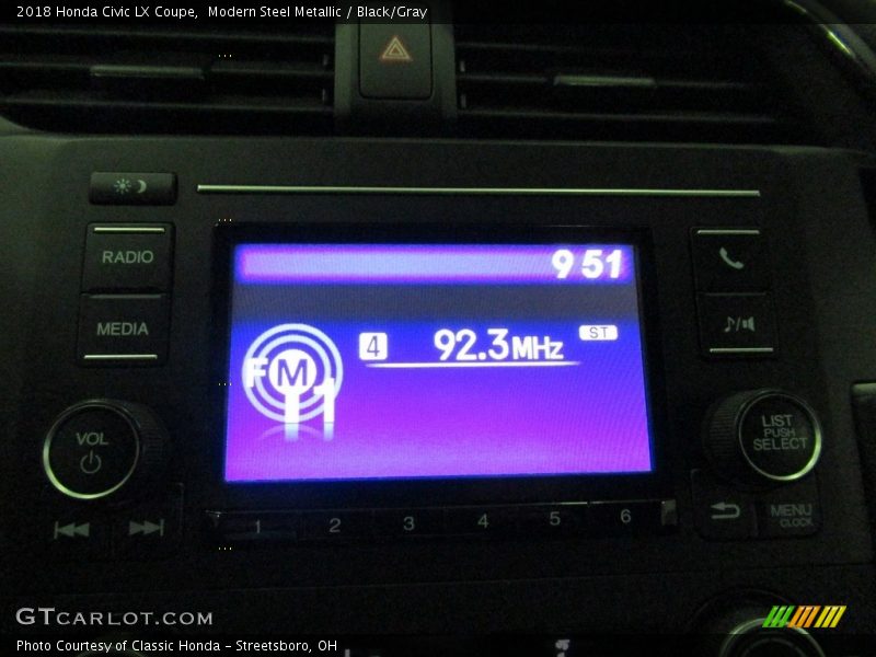 Modern Steel Metallic / Black/Gray 2018 Honda Civic LX Coupe