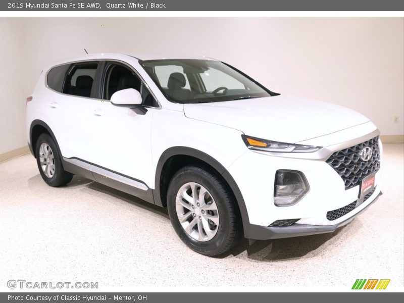 Quartz White / Black 2019 Hyundai Santa Fe SE AWD