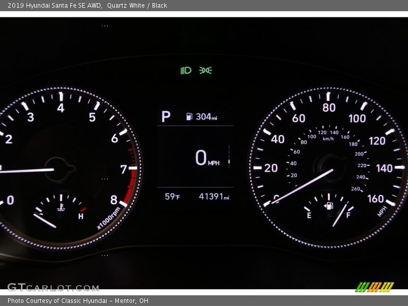 Quartz White / Black 2019 Hyundai Santa Fe SE AWD