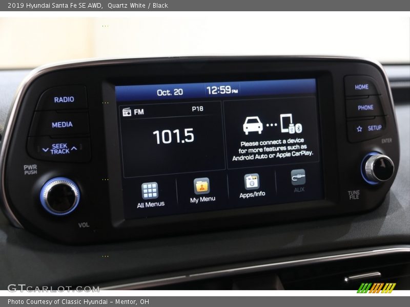 Quartz White / Black 2019 Hyundai Santa Fe SE AWD