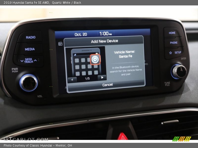 Quartz White / Black 2019 Hyundai Santa Fe SE AWD