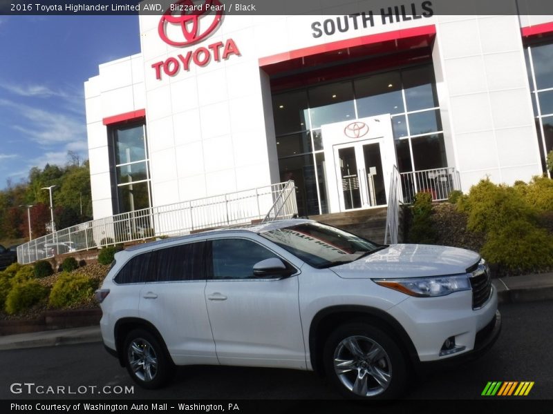 Blizzard Pearl / Black 2016 Toyota Highlander Limited AWD