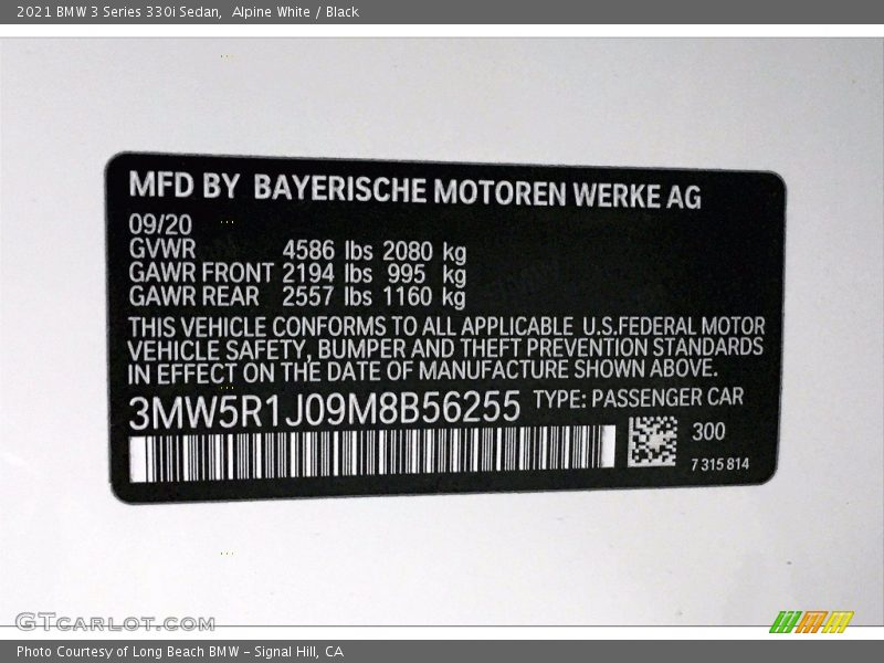 Alpine White / Black 2021 BMW 3 Series 330i Sedan