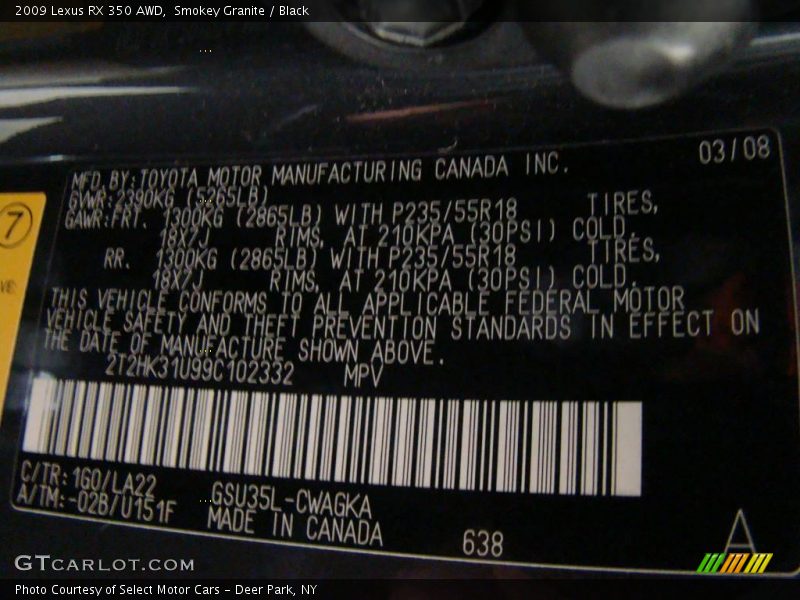 Smokey Granite / Black 2009 Lexus RX 350 AWD