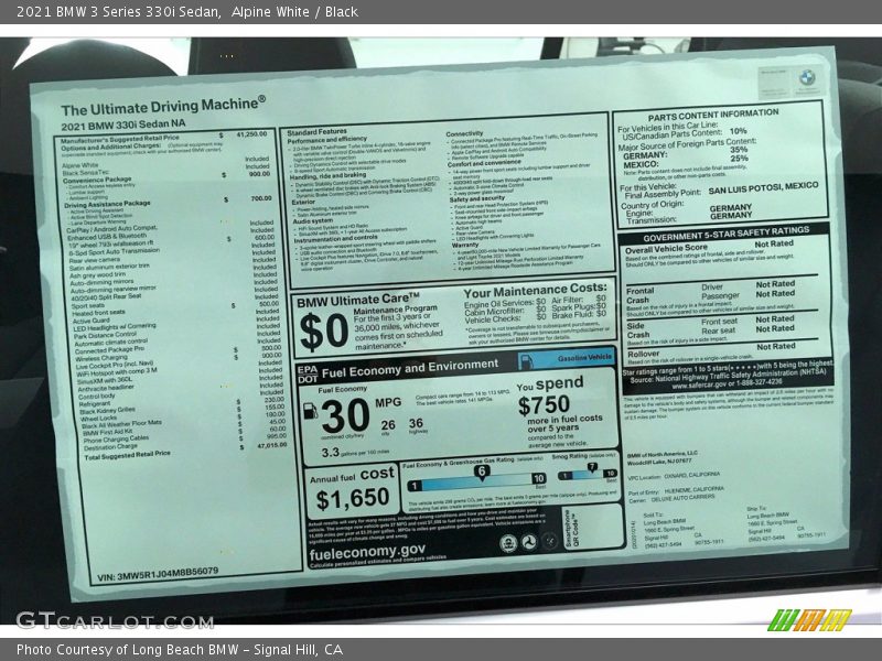 Alpine White / Black 2021 BMW 3 Series 330i Sedan