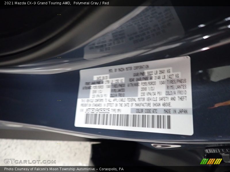 2021 CX-9 Grand Touring AWD Polymetal Gray Color Code 47C