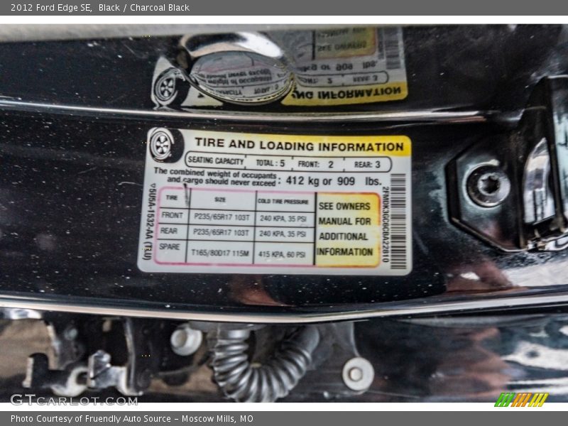 Black / Charcoal Black 2012 Ford Edge SE