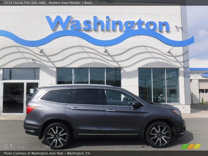 Modern Steel Metallic / Black 2019 Honda Pilot Elite AWD