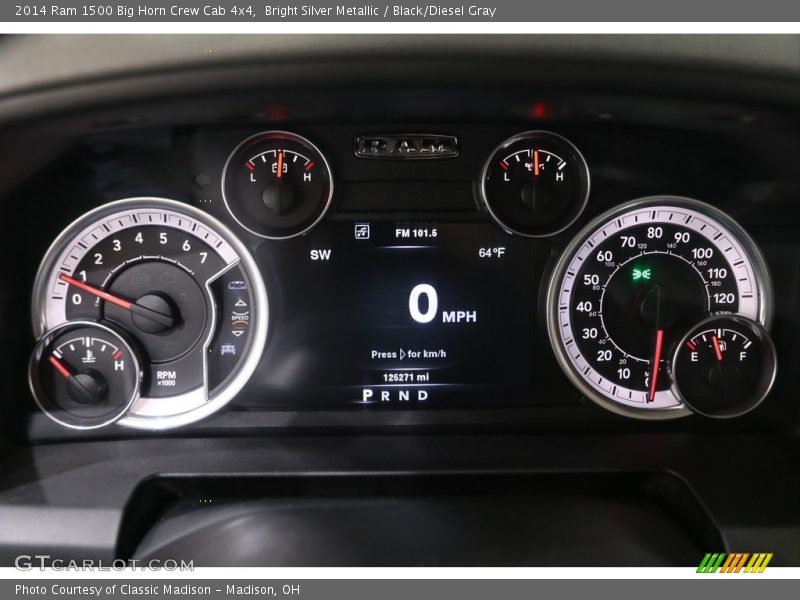 Bright Silver Metallic / Black/Diesel Gray 2014 Ram 1500 Big Horn Crew Cab 4x4