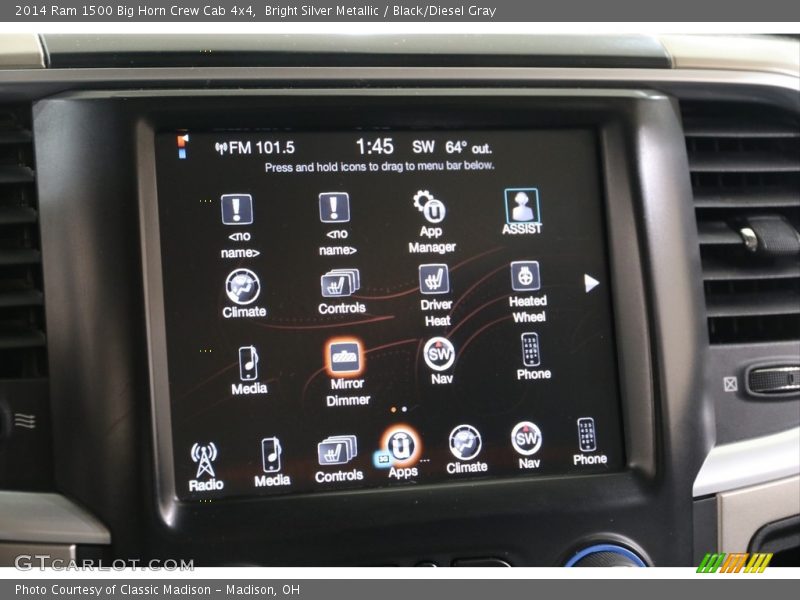 Bright Silver Metallic / Black/Diesel Gray 2014 Ram 1500 Big Horn Crew Cab 4x4