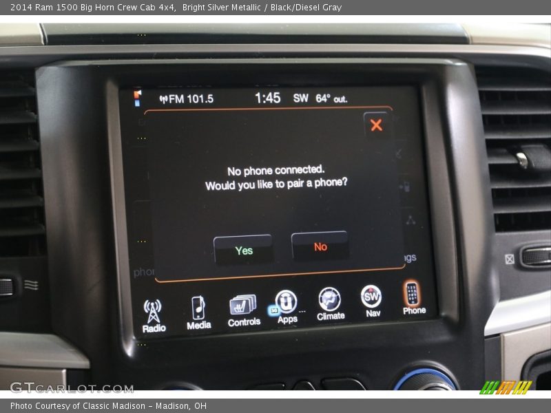 Bright Silver Metallic / Black/Diesel Gray 2014 Ram 1500 Big Horn Crew Cab 4x4