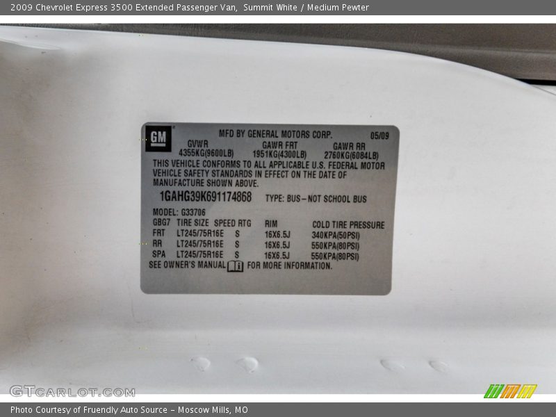 Summit White / Medium Pewter 2009 Chevrolet Express 3500 Extended Passenger Van