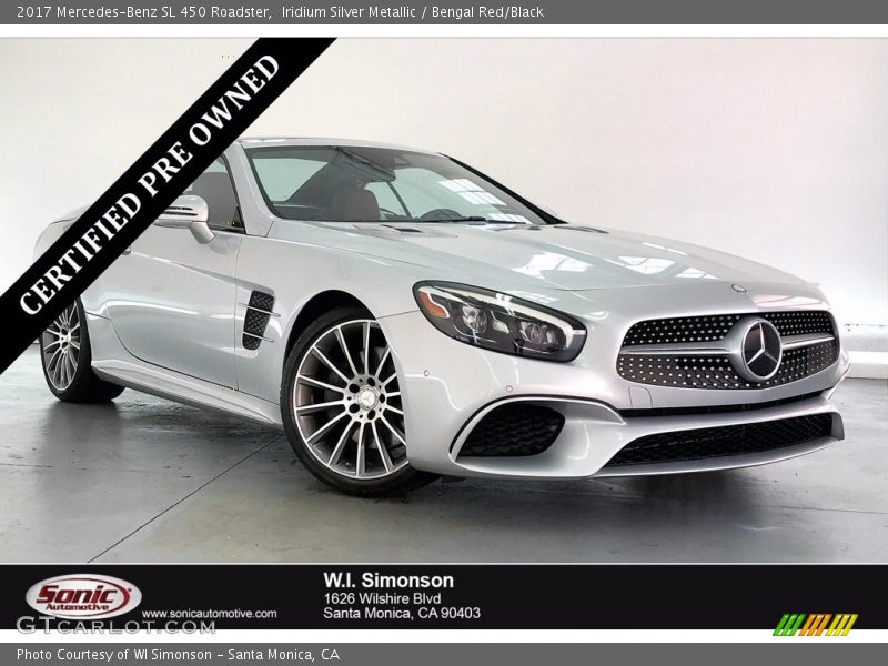 Iridium Silver Metallic / Bengal Red/Black 2017 Mercedes-Benz SL 450 Roadster