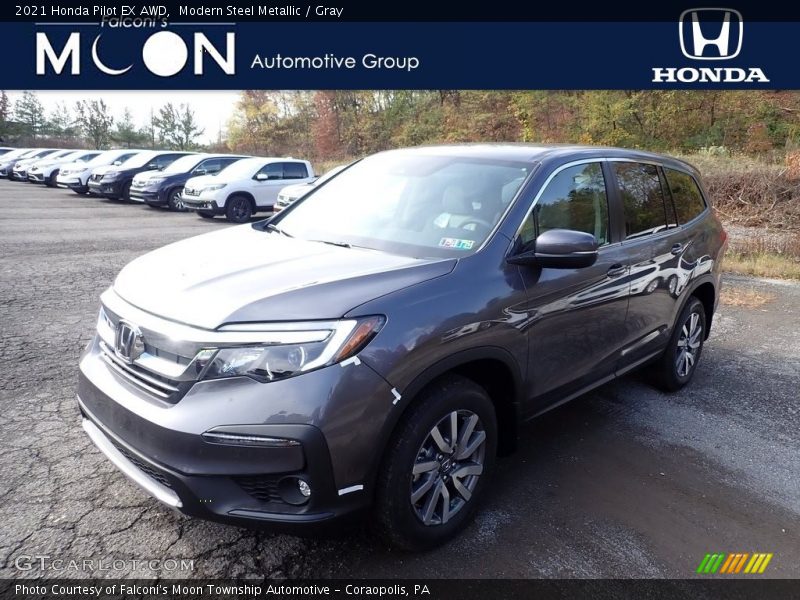 Modern Steel Metallic / Gray 2021 Honda Pilot EX AWD