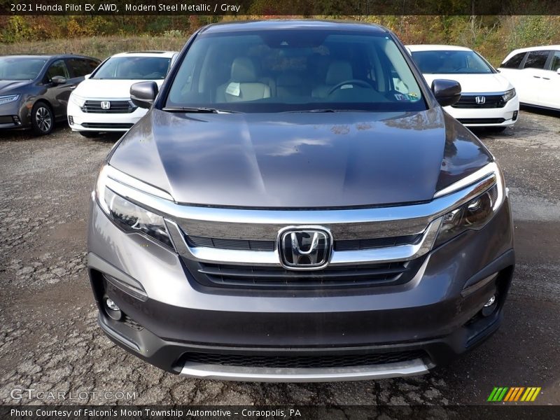 Modern Steel Metallic / Gray 2021 Honda Pilot EX AWD
