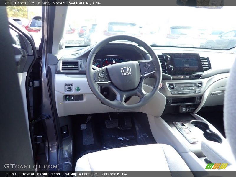 Modern Steel Metallic / Gray 2021 Honda Pilot EX AWD