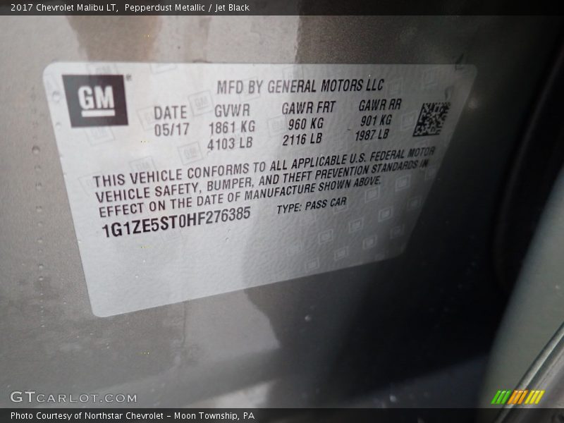 Pepperdust Metallic / Jet Black 2017 Chevrolet Malibu LT