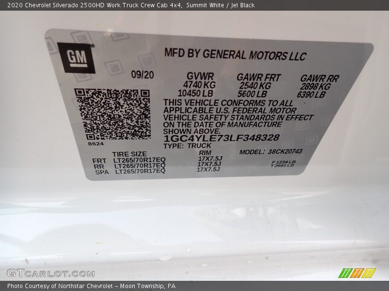Summit White / Jet Black 2020 Chevrolet Silverado 2500HD Work Truck Crew Cab 4x4