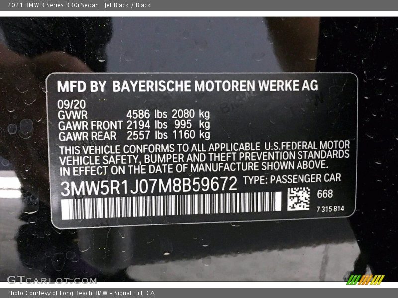 Jet Black / Black 2021 BMW 3 Series 330i Sedan