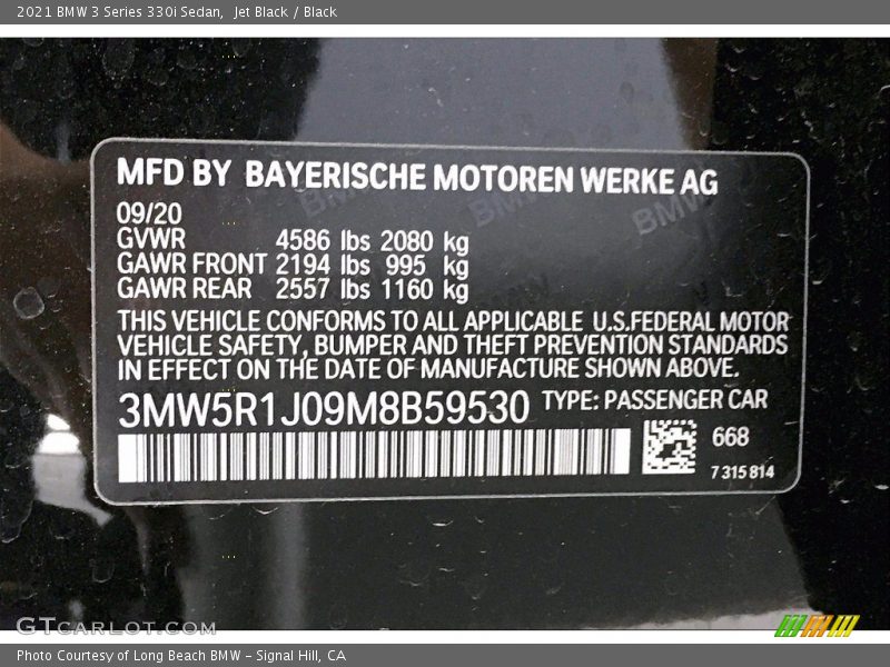 Jet Black / Black 2021 BMW 3 Series 330i Sedan