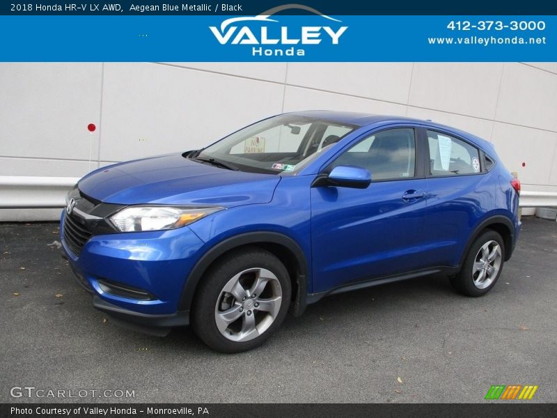 Aegean Blue Metallic / Black 2018 Honda HR-V LX AWD
