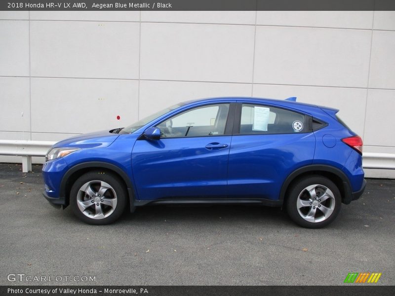 Aegean Blue Metallic / Black 2018 Honda HR-V LX AWD