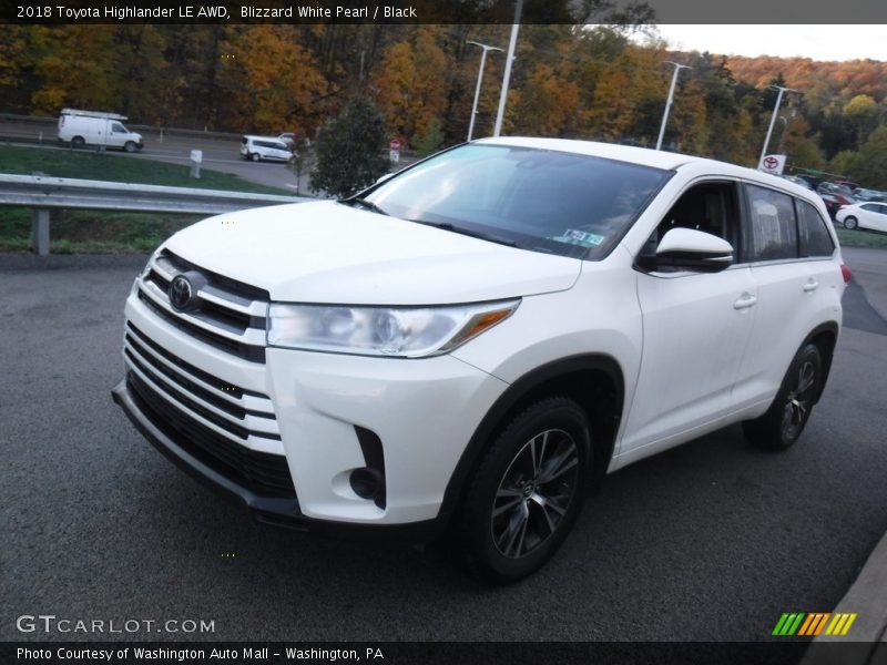 Blizzard White Pearl / Black 2018 Toyota Highlander LE AWD