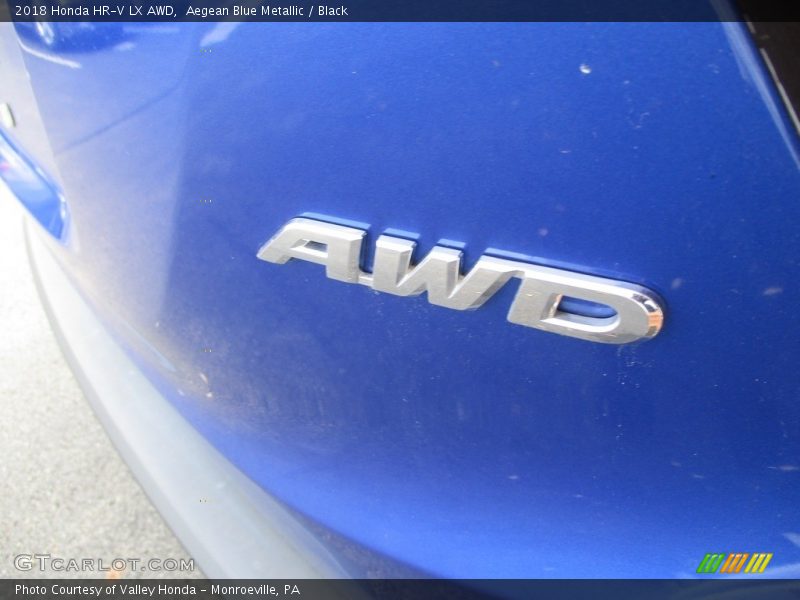 Aegean Blue Metallic / Black 2018 Honda HR-V LX AWD