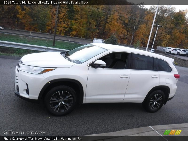 Blizzard White Pearl / Black 2018 Toyota Highlander LE AWD