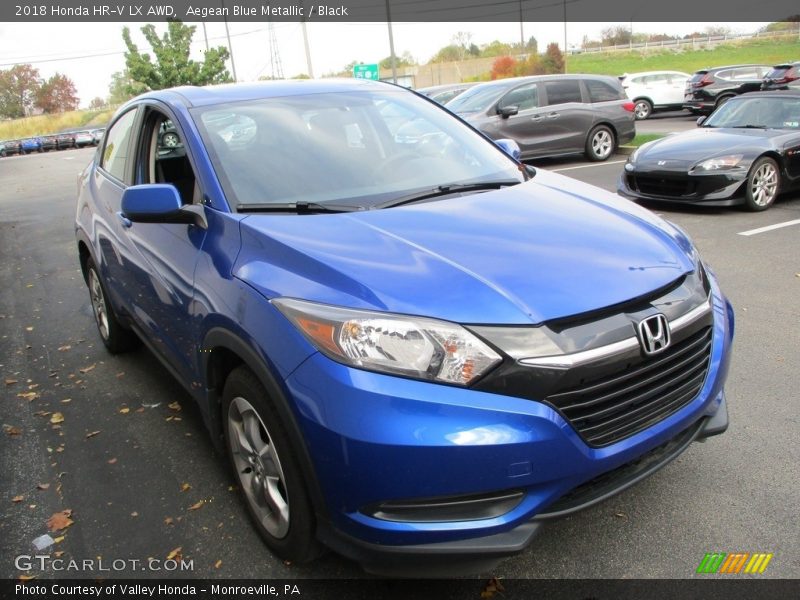Aegean Blue Metallic / Black 2018 Honda HR-V LX AWD