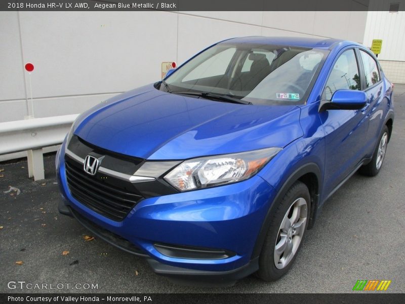 Aegean Blue Metallic / Black 2018 Honda HR-V LX AWD