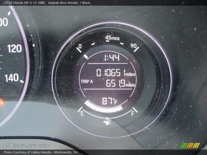 Aegean Blue Metallic / Black 2018 Honda HR-V LX AWD