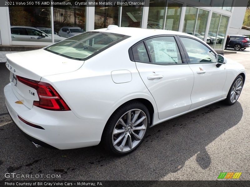 Crystal White Metallic / Blond/Charcoal 2021 Volvo S60 T6 AWD Momentum