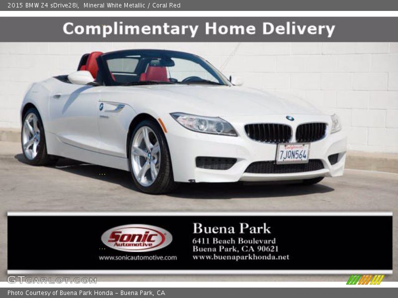 Mineral White Metallic / Coral Red 2015 BMW Z4 sDrive28i