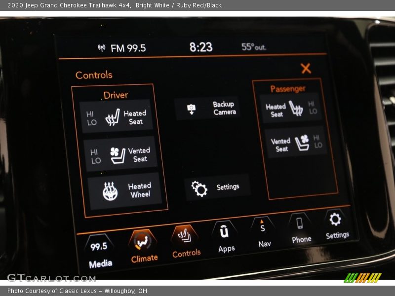Controls of 2020 Grand Cherokee Trailhawk 4x4