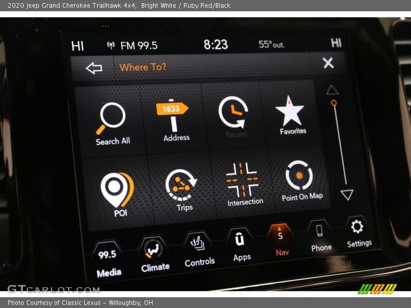 Controls of 2020 Grand Cherokee Trailhawk 4x4