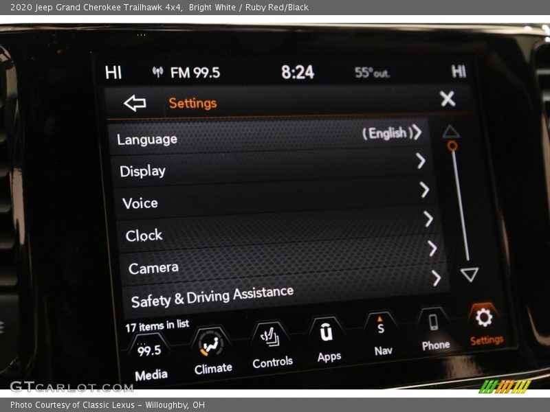 Controls of 2020 Grand Cherokee Trailhawk 4x4
