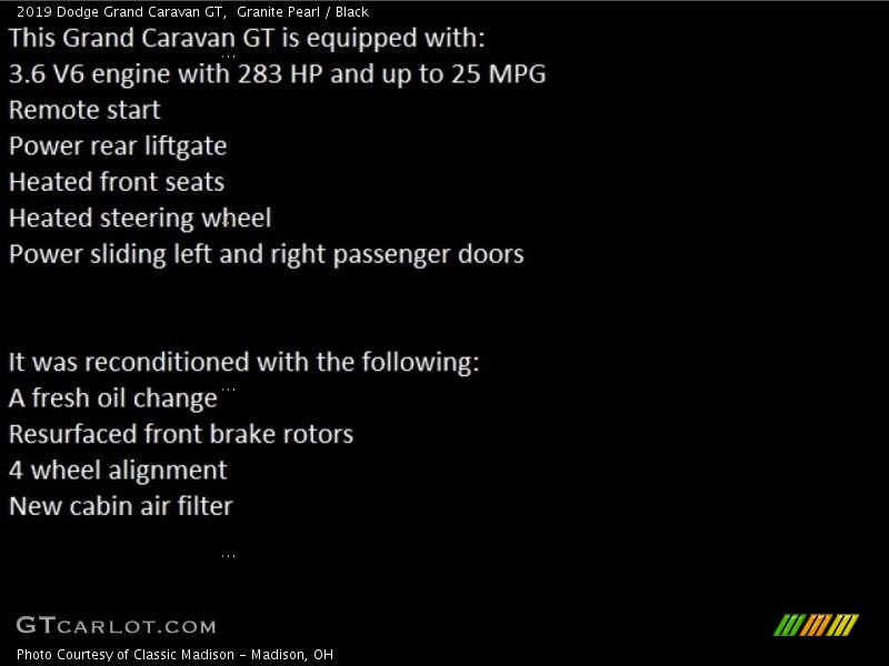 Granite Pearl / Black 2019 Dodge Grand Caravan GT