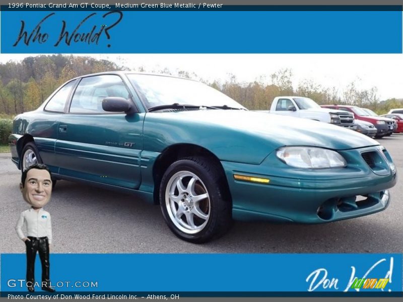 Medium Green Blue Metallic / Pewter 1996 Pontiac Grand Am GT Coupe