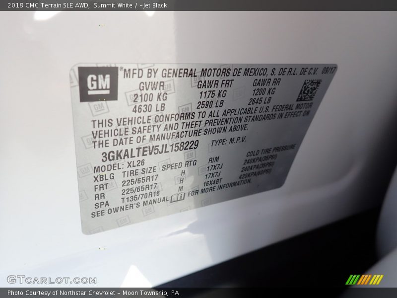 Summit White / ­Jet Black 2018 GMC Terrain SLE AWD